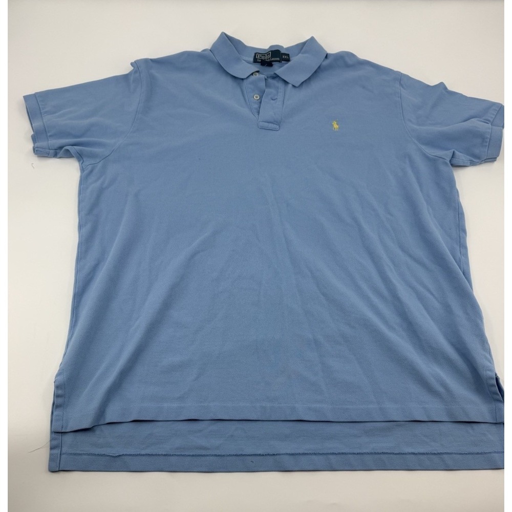 Polo Ralph Lauren Vintage Men's Blue Single Stitch‎ Collard T-Shirt Size XXL